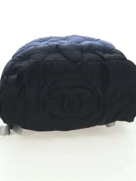 CHANEL Doudone Backpack Nylon Blue Silver CC Auth mr2366SAM main image 9